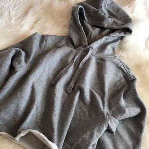 Grey Cropped Champion Hoodie